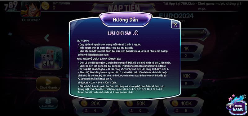 Bài sâm 789Club: Giới thiệu sân chơi game nổi bật nhất 4 Luật chơi của bài sâm 789club